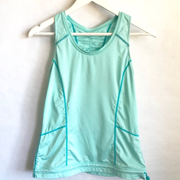 Lucy Athletic Scrunched Racerback Aqua Top - Picture 2 of 8